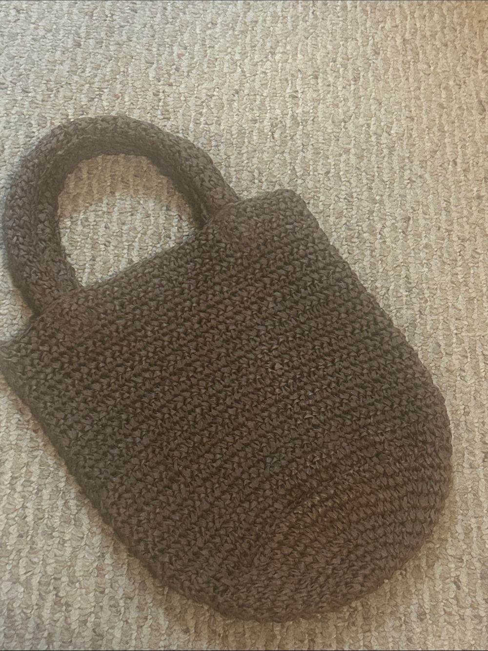 Handcrafted Crochet Tote Bag in Dark Brown by CREW